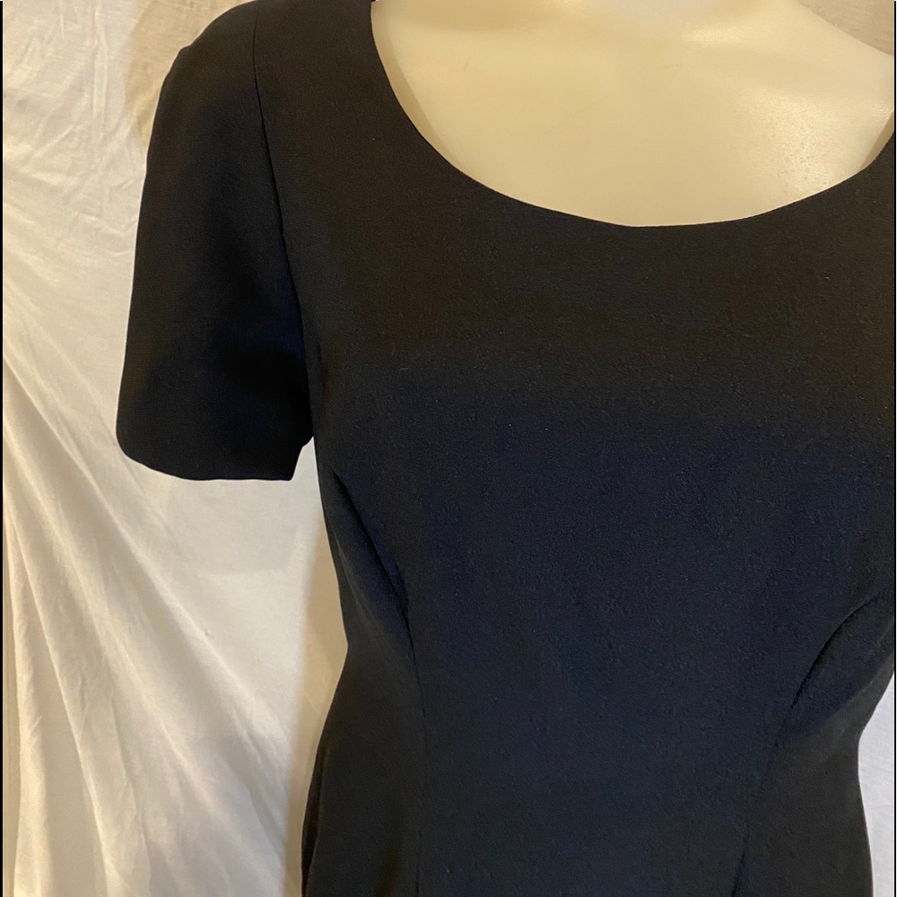 Ladies long black crepe back satin dress vintage